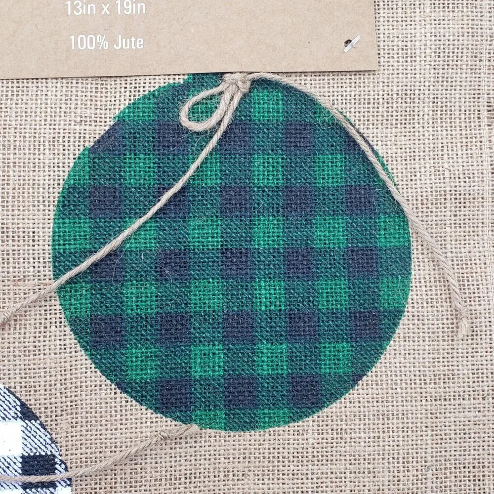 Elrene Farmhouse Holiday‎ Christmas Ornaments Jute Placemat Set of 4 Gingham NEW